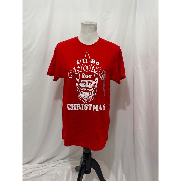 Fifth Sun Adult Christmas Shirt Red Gnome Christmas Short Sleeve Size Large - Picture 2 of 7